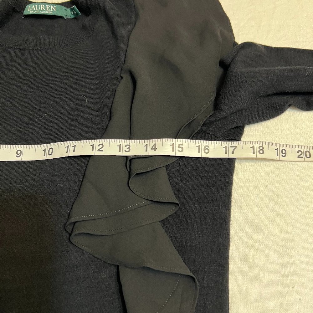 Lauren Ralph Lauren Women's Black Cardigan Dress Long Sleeve Ruffle Size M - Picture 6 of 9